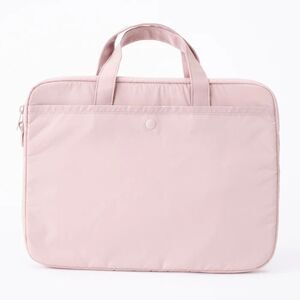 Muji Parachute Cloth Wide Laptop Bag - Pink Beige